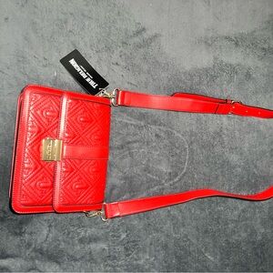 Red True Religion Horseshoe Embossed Crossbody Bag with Gold Hardware